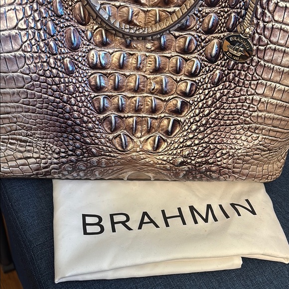 Brahmin Tan Satchel with Crocodile Embossed Texture - Picture 2 of 8